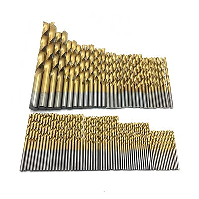 230PCS 3/64''- 1/2'' Imperial HSS Straight Shank TiN Coated Twist Drills in Metal Box