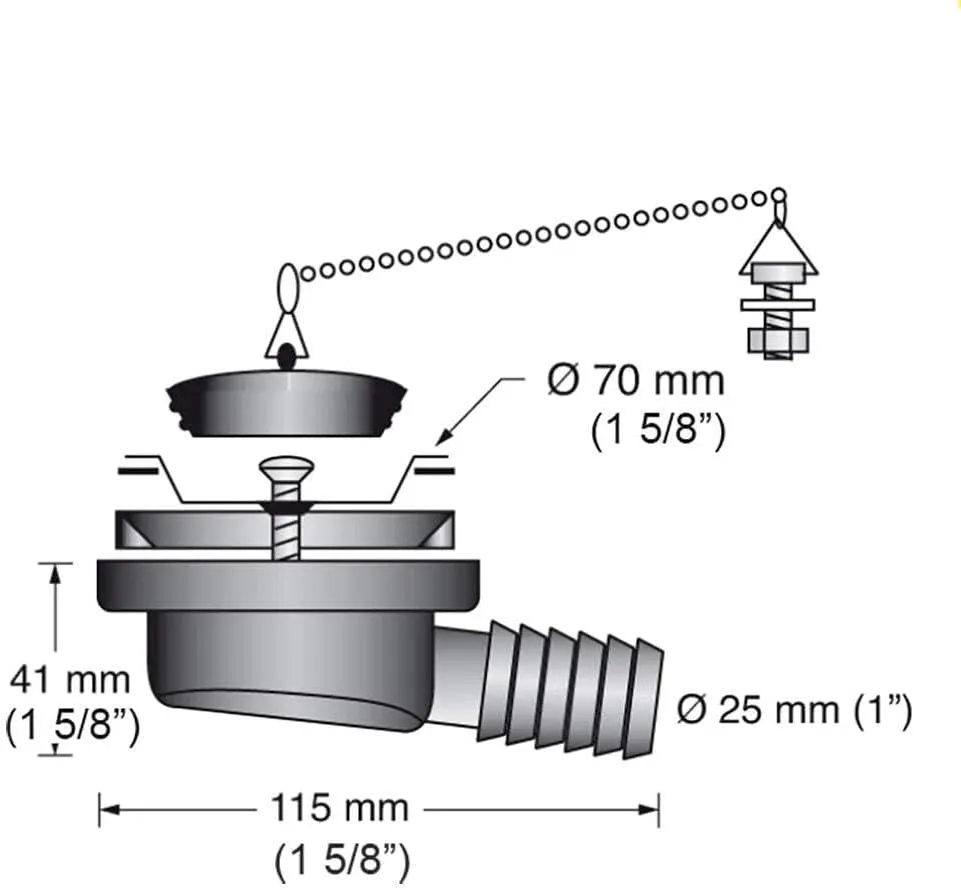 Scandvik Low Profile Drain Stopper - 1" Outlet