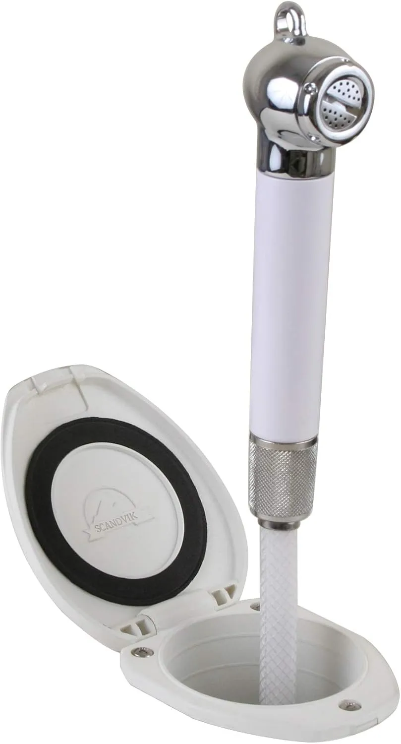 Scandvik Recessed Shower w/6' White Hose - Push-Button