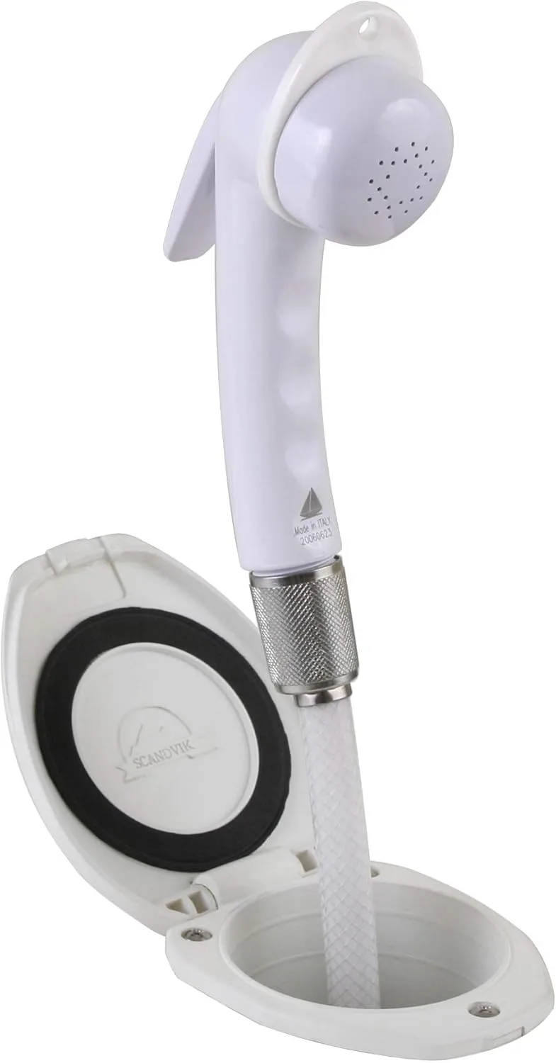 Scandvik Recessed Shower w/6' White Hose - Euro Trigger Sprayer