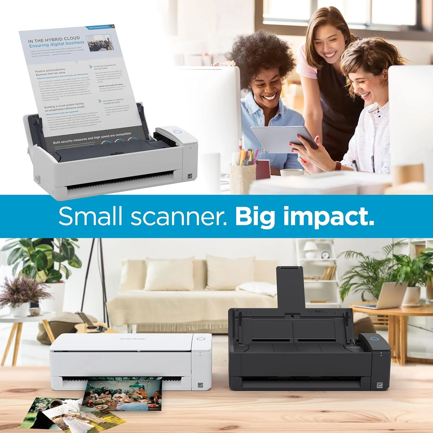 ScanSnap iX1300 Compact Wireless or USB Double-Sided Color Document, Photo & Receipt Scanner with Auto Document - Mac or PC