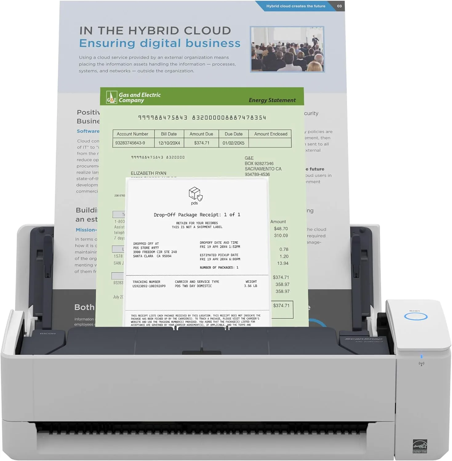 ScanSnap iX1300 Compact Wireless or USB Double-Sided Color Document, Photo & Receipt Scanner with Auto Document - Mac or PC