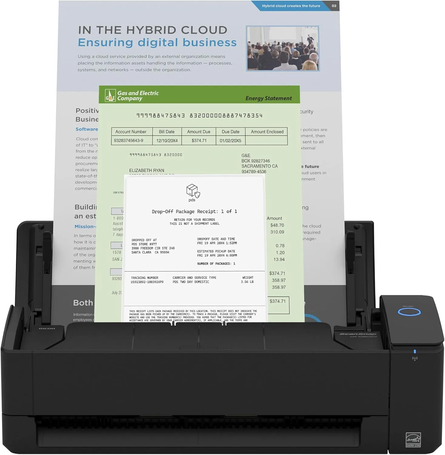 ScanSnap iX1300 Compact Wireless or USB Double-Sided Color Document, Photo & Receipt Scanner with Auto Document - Mac or PC