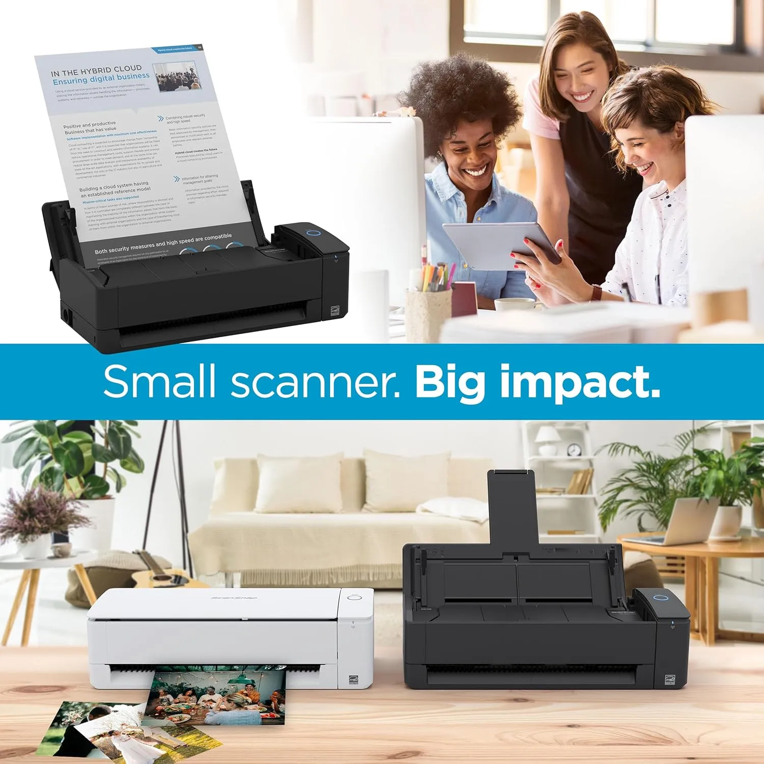 ScanSnap iX1300 Compact Wireless or USB Double-Sided Color Document, Photo & Receipt Scanner with Auto Document - Mac or PC