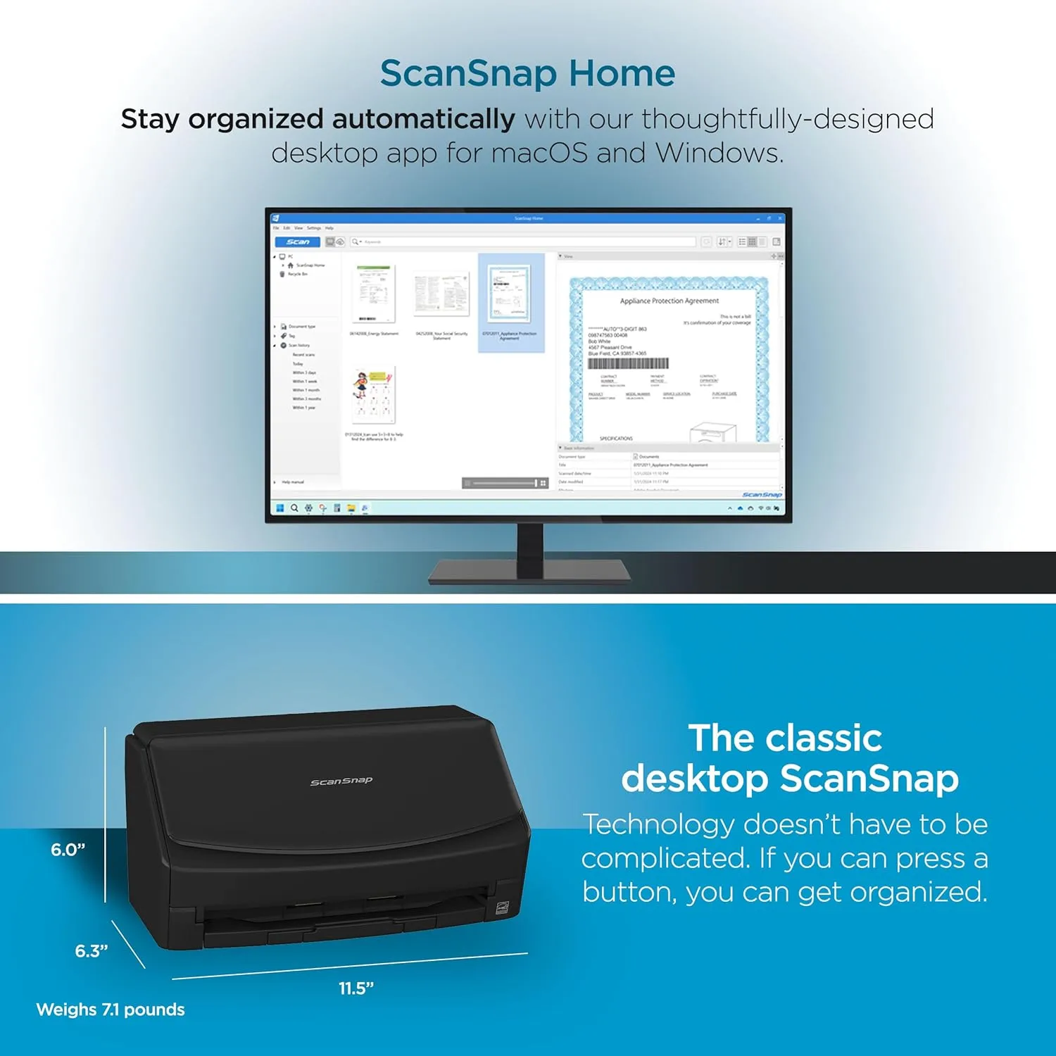 ScanSnap iX1400 High-Speed Simple One-Touch Button Color Document, Photo & Receipt Scanner with Auto Document Feeder for Mac