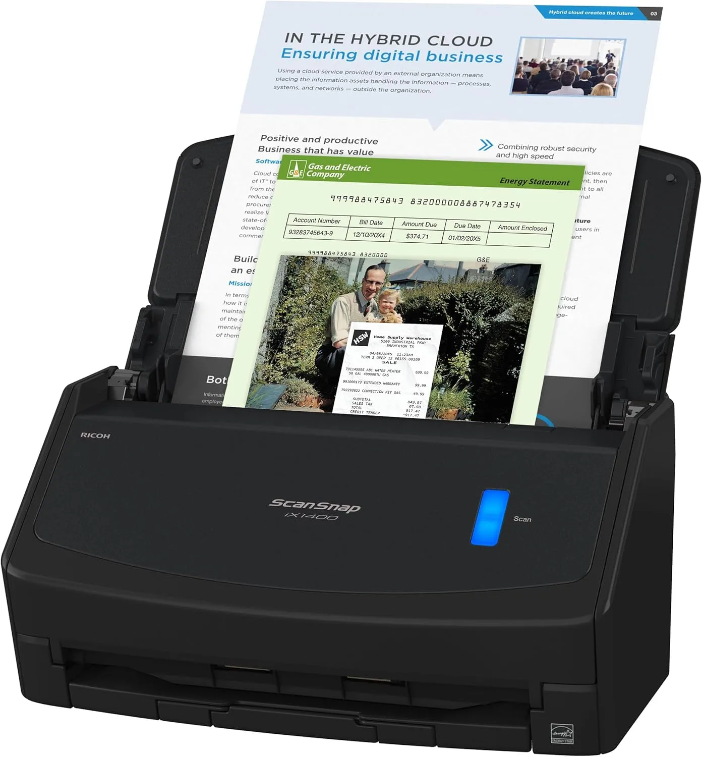 ScanSnap iX1400 High-Speed Simple One-Touch Button Color Document, Photo & Receipt Scanner with Auto Document Feeder for Mac