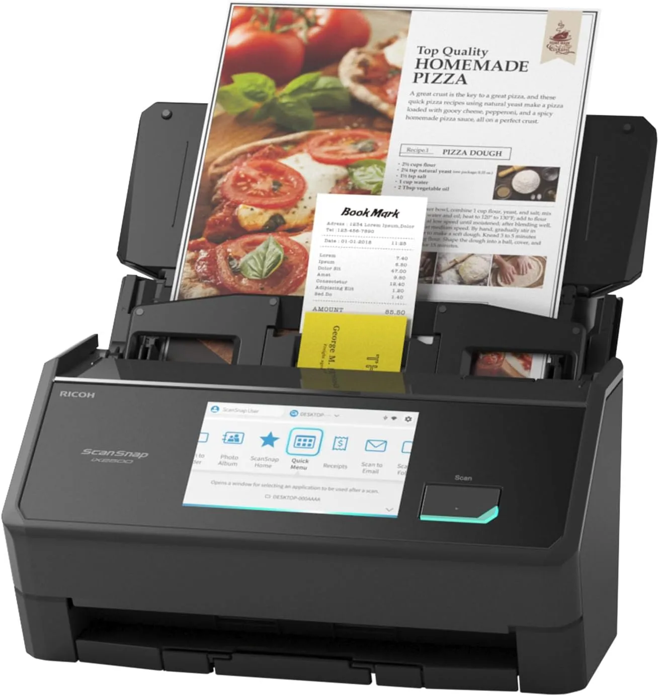 ScanSnap Wireless/USB Cloud-Enabled Document, Photo & Receipt Scanner with Touchscreen and Auto Document Feeder