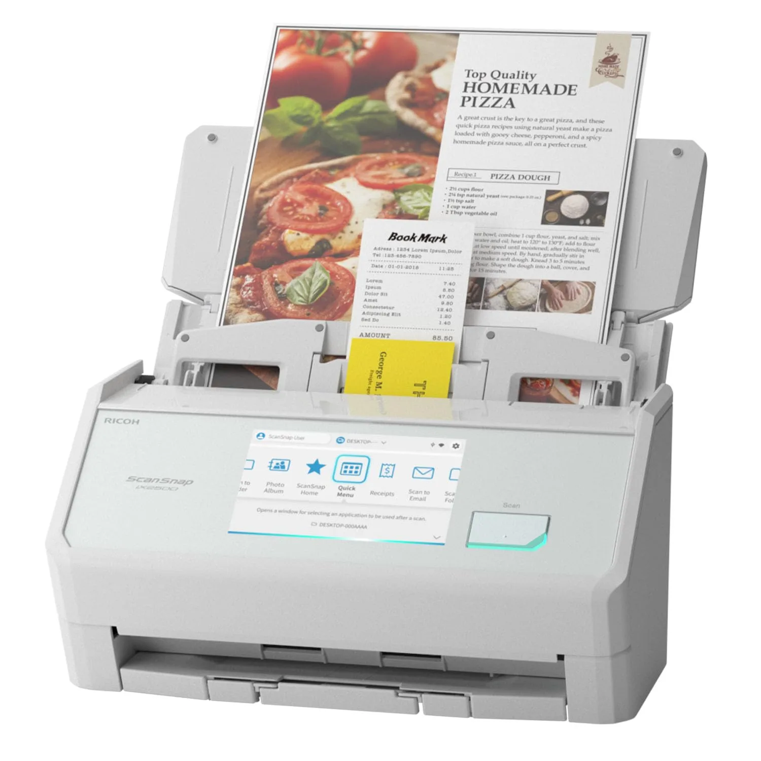 ScanSnap Wireless/USB Cloud-Enabled Document, Photo & Receipt Scanner with Touchscreen and Auto Document Feeder