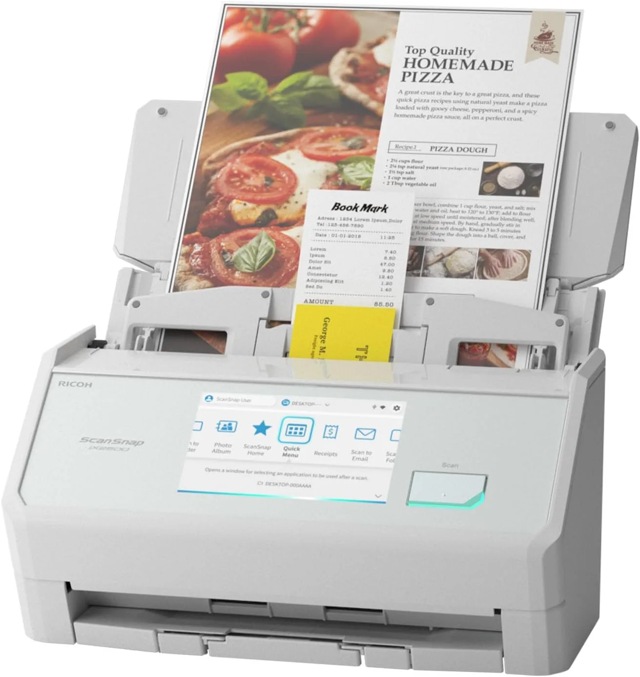 ScanSnap Wireless/USB Cloud-Enabled Document, Photo & Receipt Scanner with Touchscreen and Auto Document Feeder