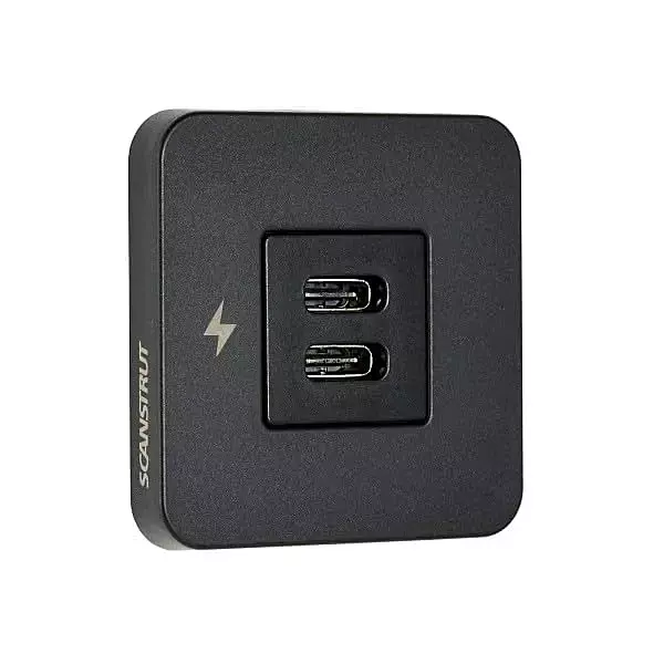 Scanstrut SC-TILE-20 Tile-Series Dual USB-C Interior Charging Socket - Black Bezel
