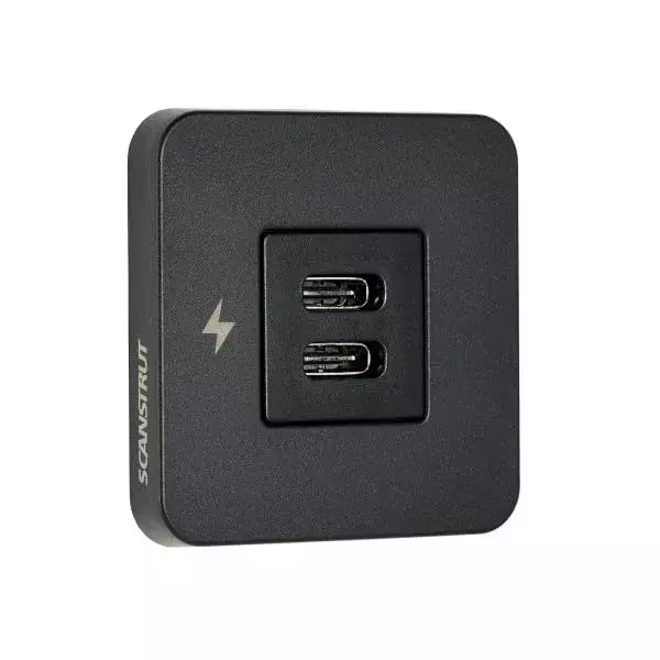 Scanstrut SC-TILE-20 Tile-Series Dual USB-C Interior Charging Socket - Black Bezel