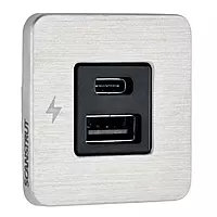 Scanstrut TILE USB-A/USB-C Interior Charging Socket - 12/24V - Stainless Steel Bezel