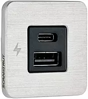 Scanstrut TILE USB-A/USB-C Interior Charging Socket - 12/24V - Stainless Steel Bezel