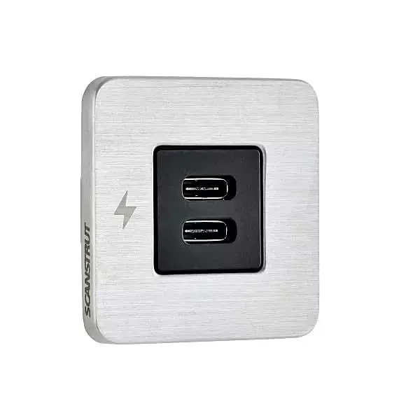 Scanstrut TILE USB-C Interior Charging Socket - 12/24V - Stainless Steel Bezel