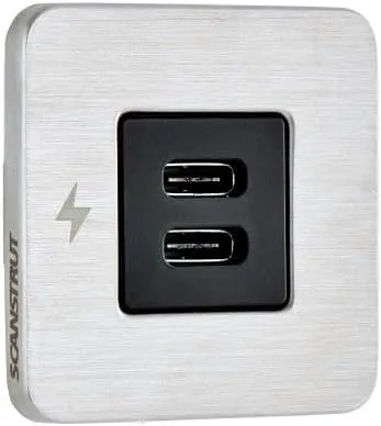 Scanstrut TILE USB-C Interior Charging Socket - 12/24V - Stainless Steel Bezel