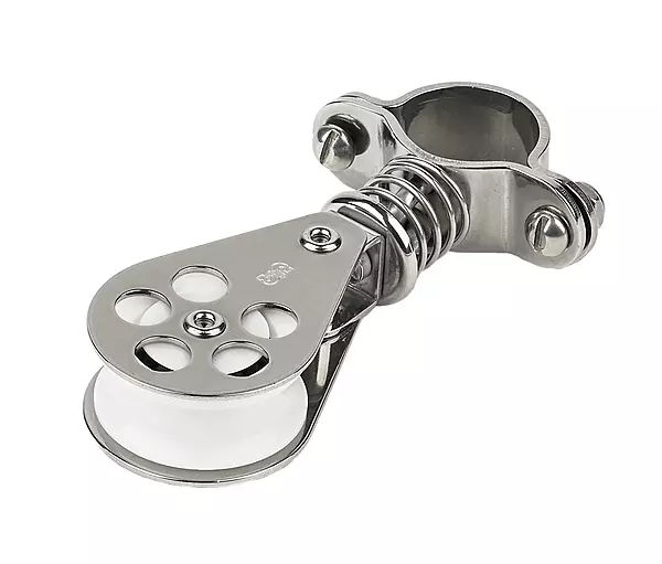 Schaefer 3 Series Stanchion Furling Lead Block with Spring, Stainless Cage, Delrin Ball Bearing Sheave,grey