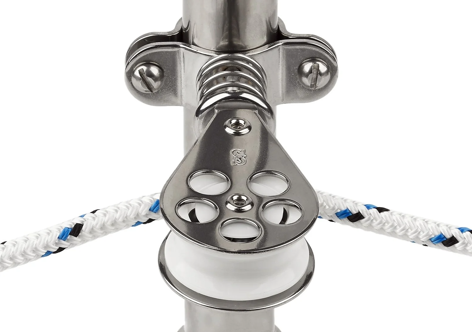 Schaefer 3 Series Stanchion Furling Lead Block with Spring, Stainless Cage, Delrin Ball Bearing Sheave,grey
