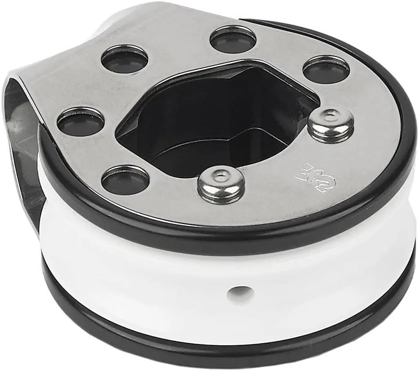 Schaefer Clear Step Furling Lead Block with Mounts Over 1-Inch/25mm Stanchions for Outside Stainless Steel Cheek