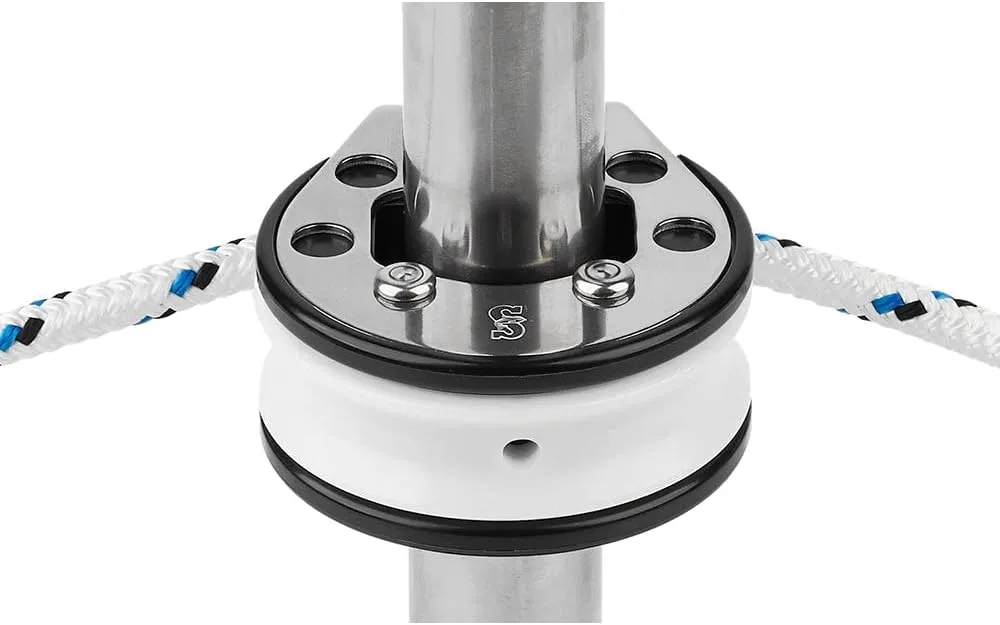Schaefer Clear Step Furling Lead Block with Mounts Over 1-Inch/25mm Stanchions for Outside Stainless Steel Cheek