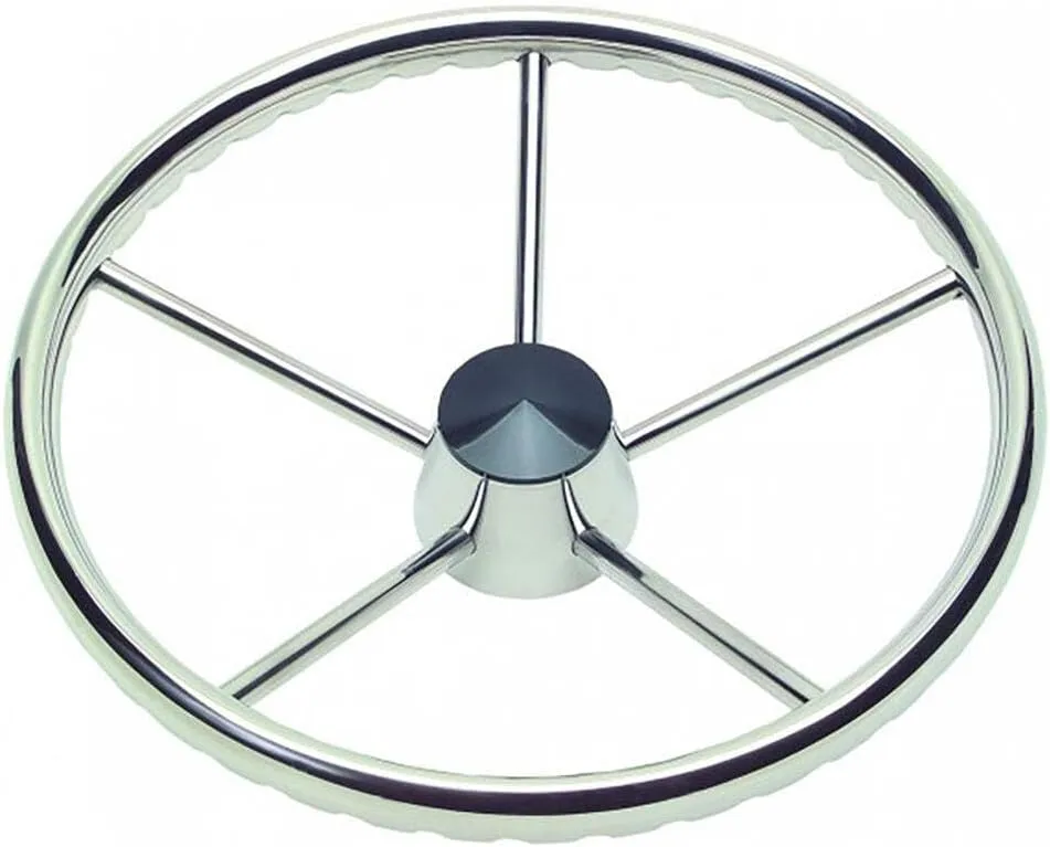 Schmitt Marine 170 Finger Grip Destroyer 5-Spoke 13.5" Stainless Steel Cap 3/4" Tapered Shaft w/Knob