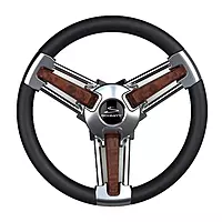 Schmitt Marine Burano Wheel 14" 3/4" Tapered Shaft Burl Polyurethane w/Stainless Spoke Includes Center Cap/Nut