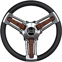 Schmitt Marine Burano Wheel 14" 3/4" Tapered Shaft Burl Polyurethane w/Stainless Spoke Includes Center Cap/Nut
