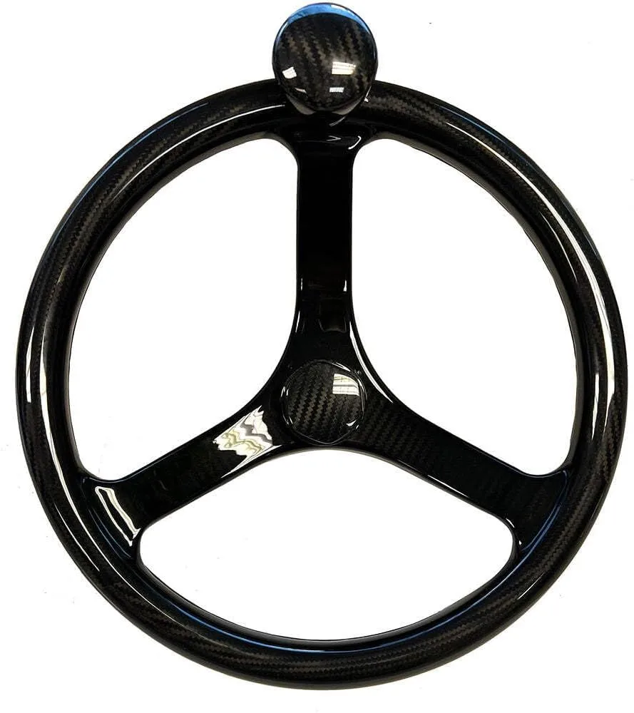 Schmitt Marine Carbon Fiber Primus Wheel w/Knob 13.5" w/Sanntoprene Finger Grip 3/4" Tapered Shaft w/CF Nut