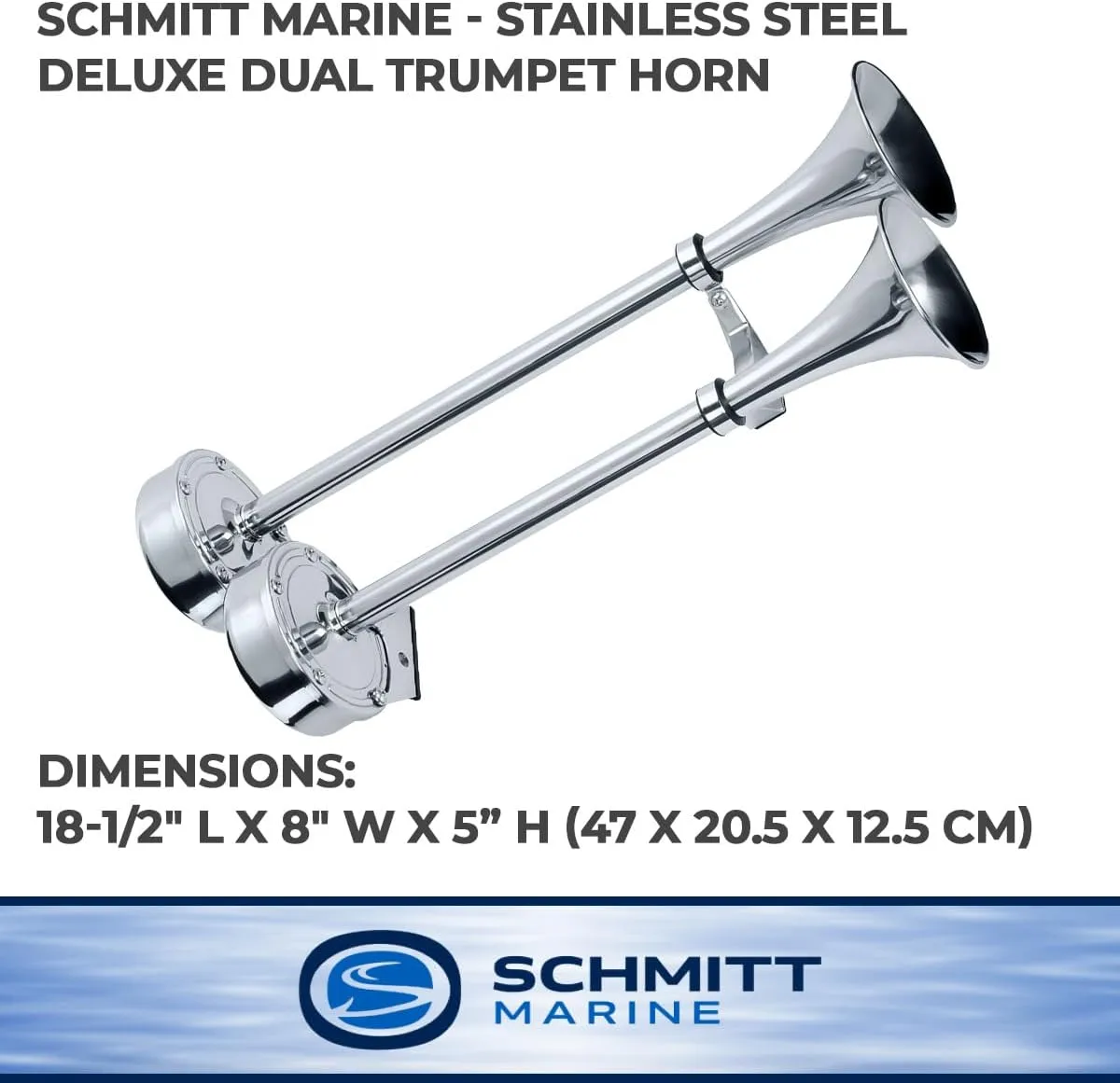 Schmitt Marine Deluxe All-Stainless Dual Trumpet Horn - 12V