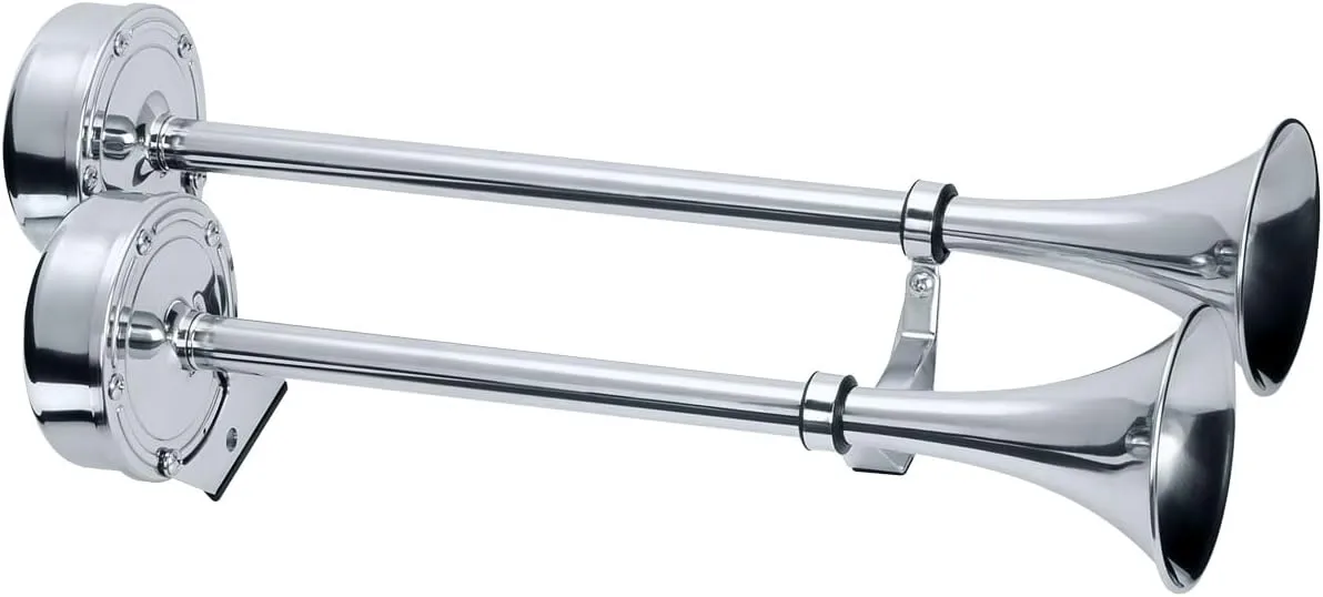 Schmitt Marine Deluxe All-Stainless Dual Trumpet Horn - 12V