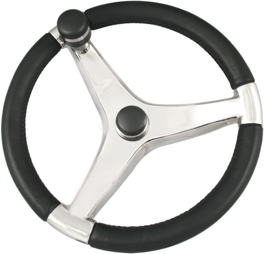 Schmitt Marine Evo Pro 316 Cast Stainless Steel Steering Wheel w/Control Knob - 15.5" Diameter