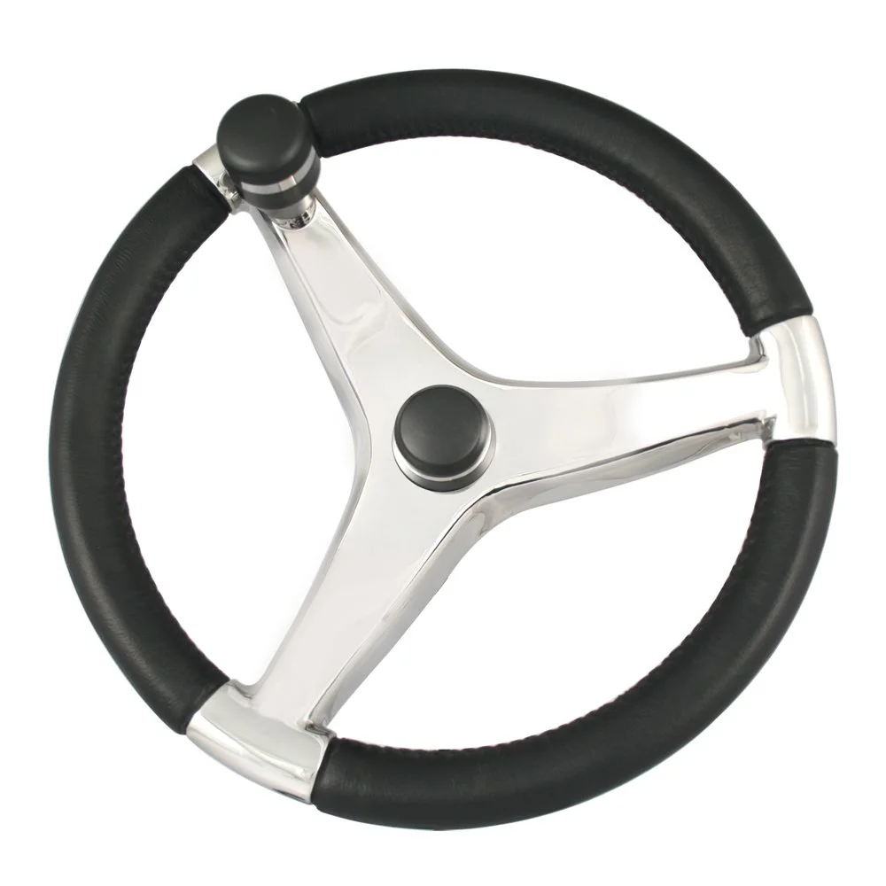 Schmitt Marine Evo Pro 316 Cast Stainless Steel Steering Wheel w/Control Knob - 15.5" Diameter