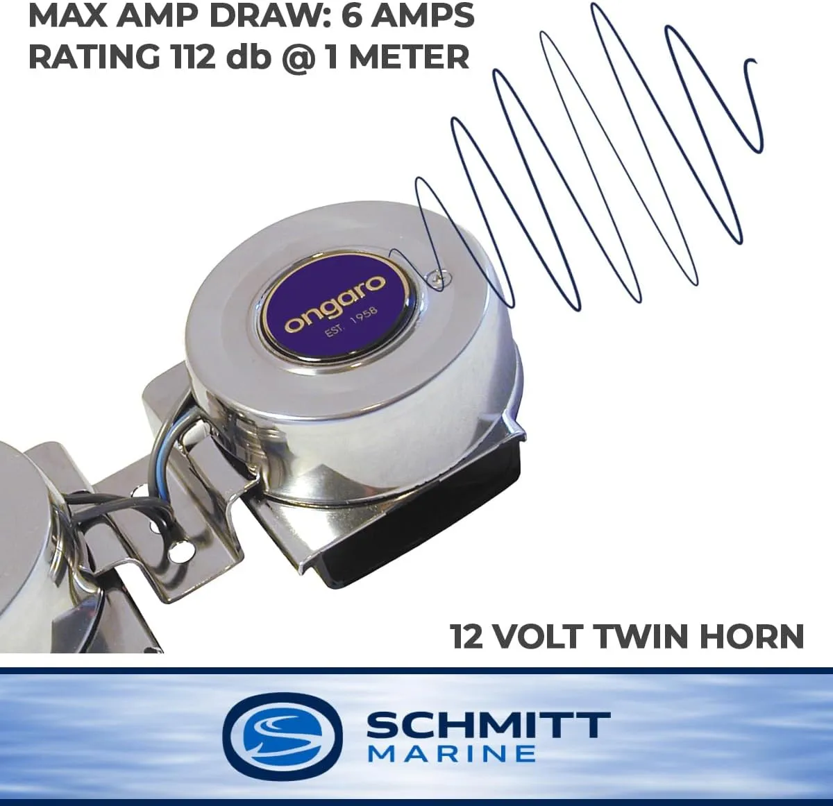 Schmitt Marine Ongaro All-Stainless Mini Compact Twin Horn - 12V