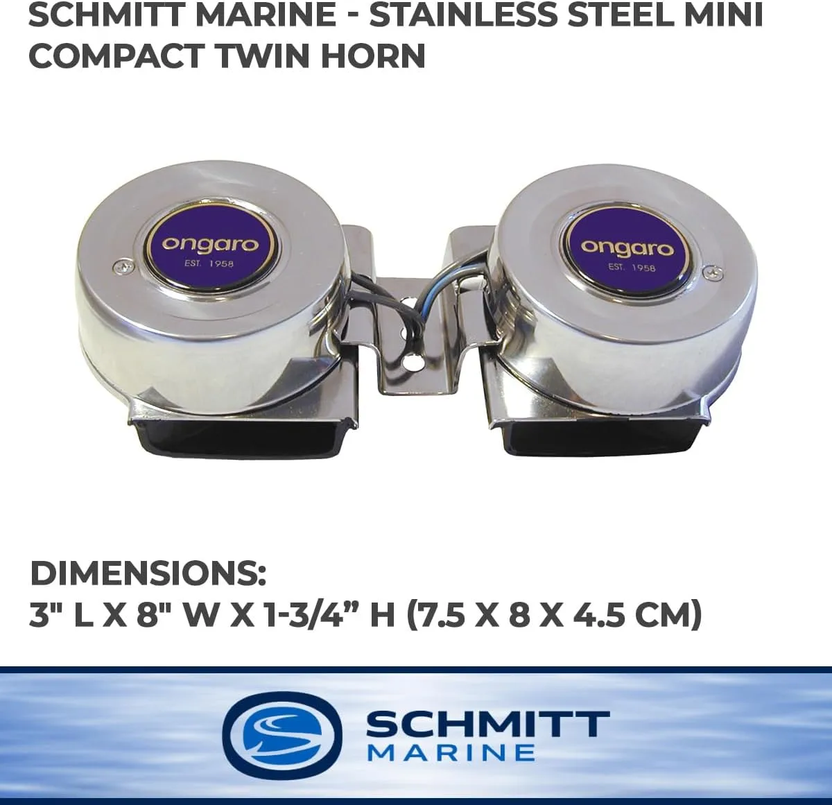 Schmitt Marine Ongaro All-Stainless Mini Compact Twin Horn - 12V