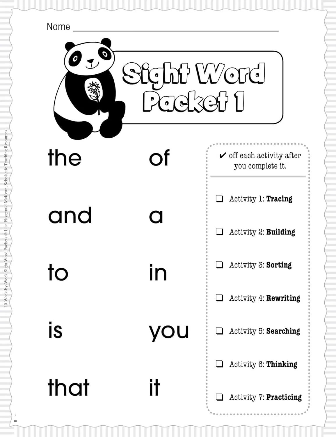 10 Week-by-Week Sight Word Packets: An Easy System for Teaching 100 Important Sight Words to Set the Stage for Reading