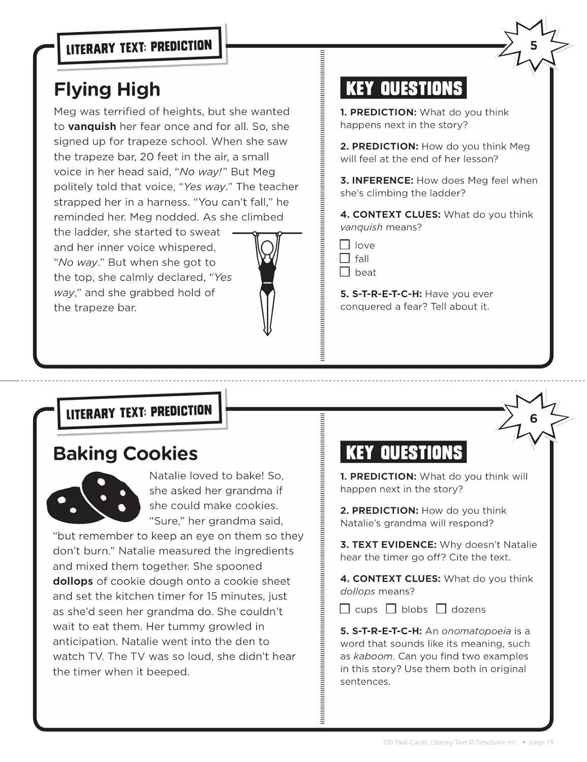 100 Task Cards: Literary Text: Reproducible Mini-Passages With Key Questions to Boost Reading Comprehension Skills