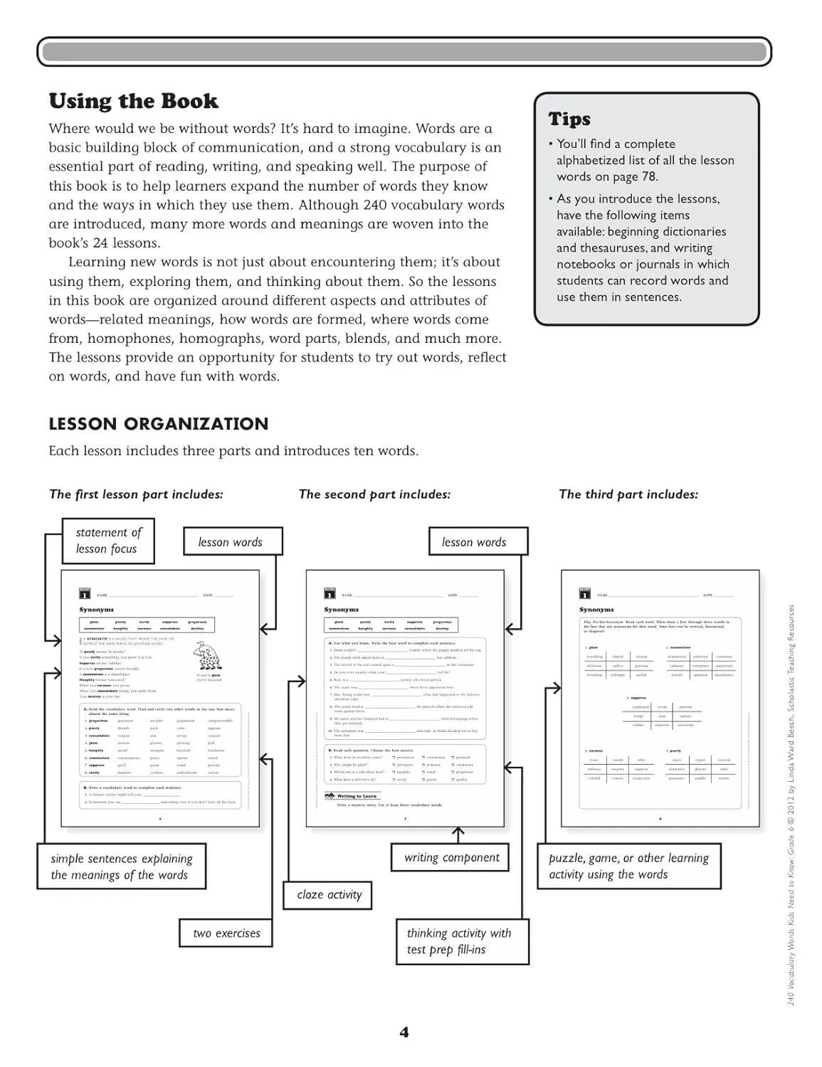 240 Vocabulary Words Kids Need to Know: Grade 6: 24 Ready-To-Reproduce Packets Inside!