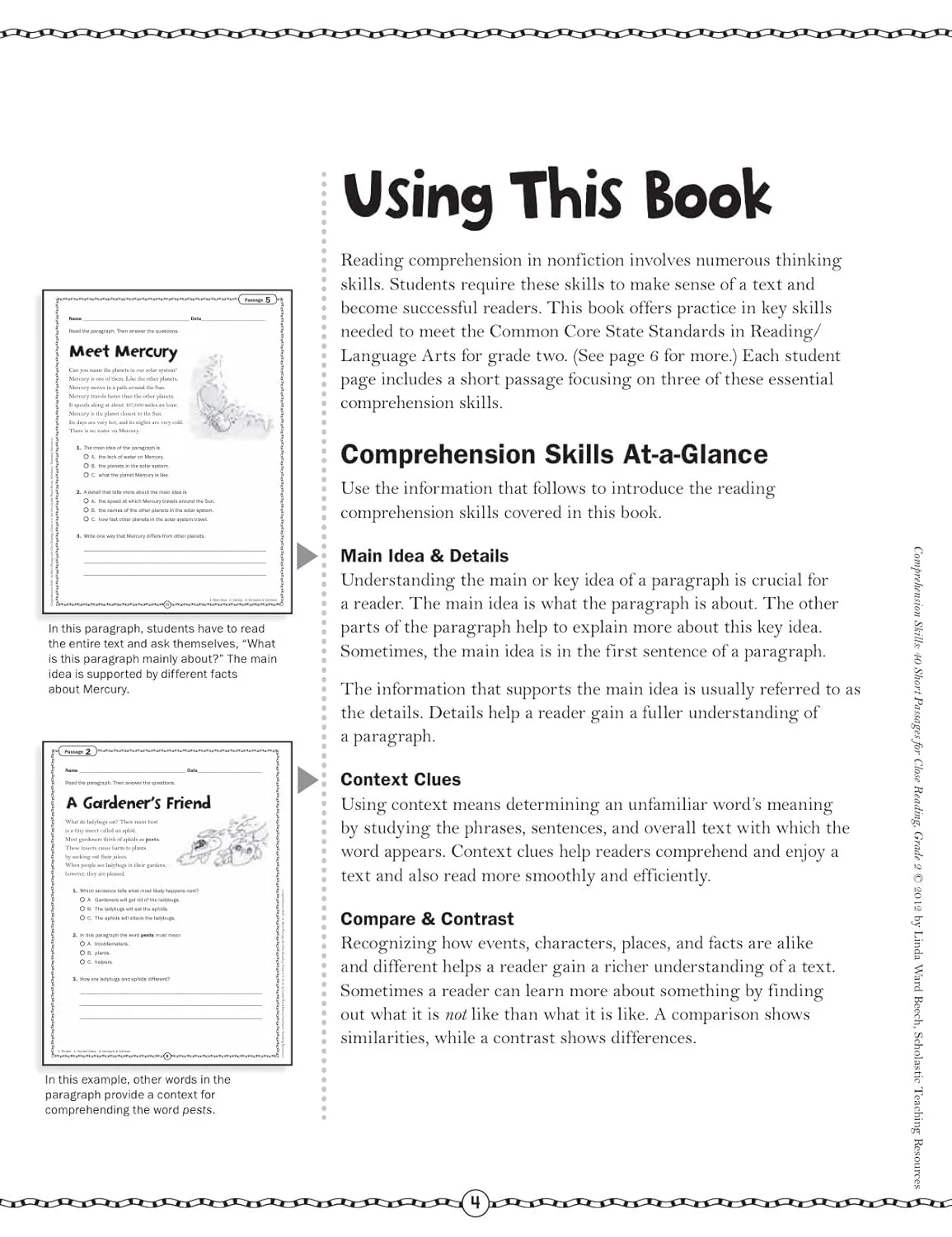Comprehension Skills: 40 Short Passages for Close Reading: Grade 2