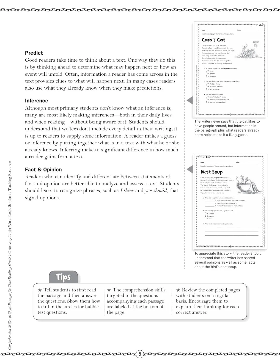 Comprehension Skills: 40 Short Passages for Close Reading: Grade 2