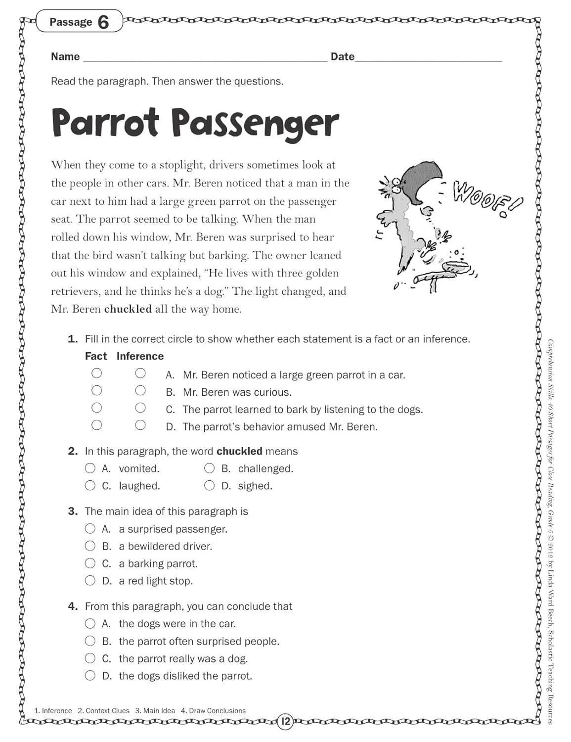 Scholastic Comprehension Skills: 40 Short Passages For Close Reading, Grade 5