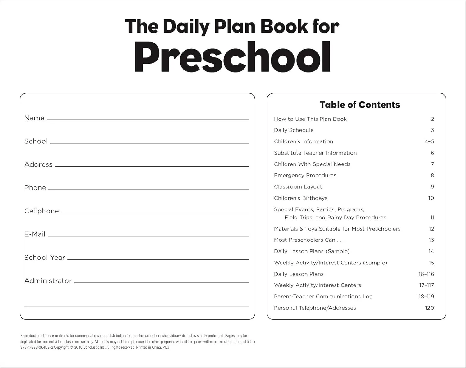 Scholastic Daily Plan Book For Preschool, 2nd Edition, 12in x 9 1/2in, Pink