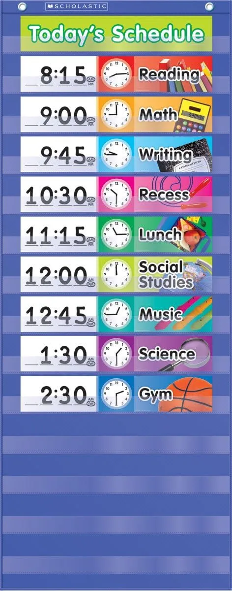 Scholastic Daily Schedule Pocket Chart, Blue