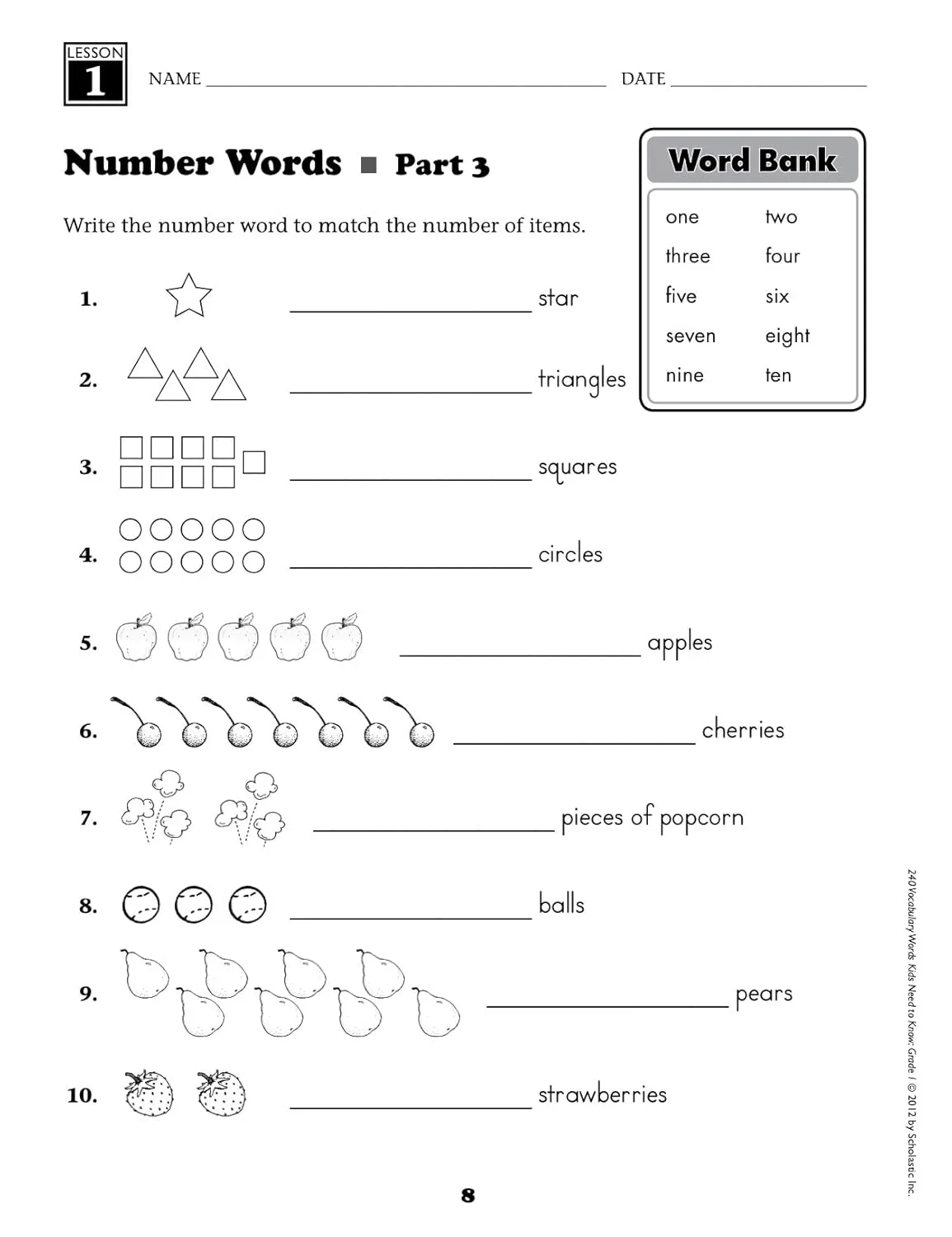 240 Vocabulary Words Kids Need to Know, Grade 1: 24 Ready-to-reproduce Packets That Make Vocabulary Building Fun & Effective