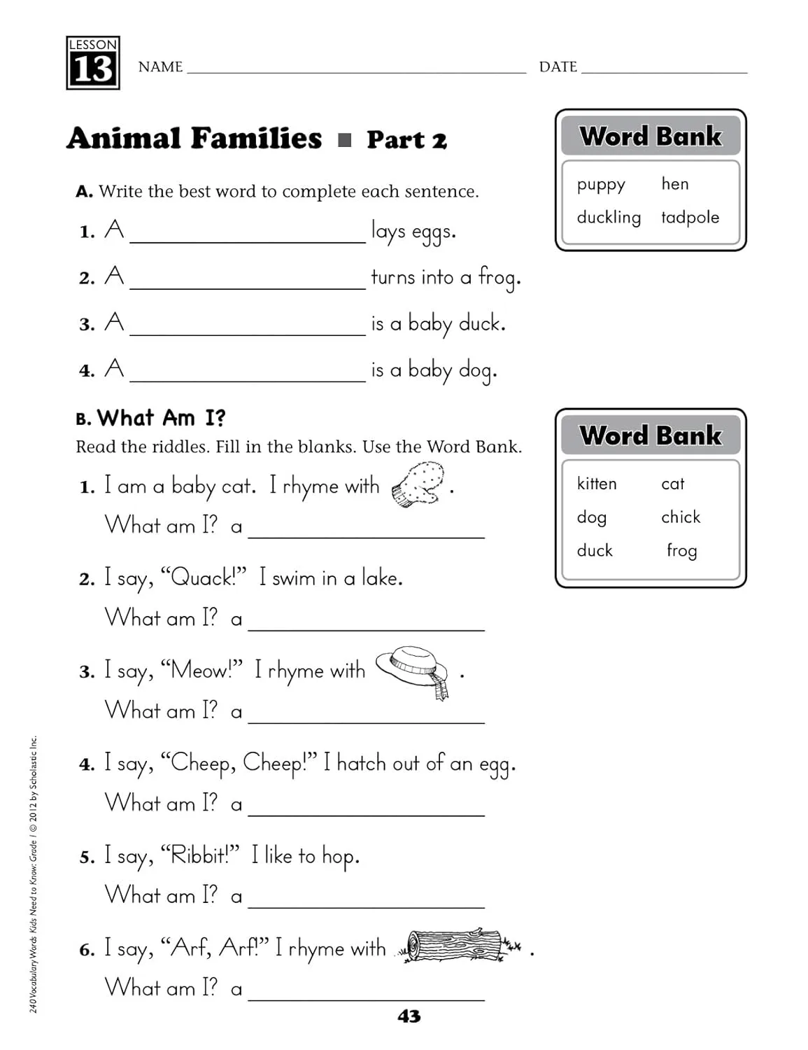240 Vocabulary Words Kids Need to Know, Grade 1: 24 Ready-to-reproduce Packets That Make Vocabulary Building Fun & Effective