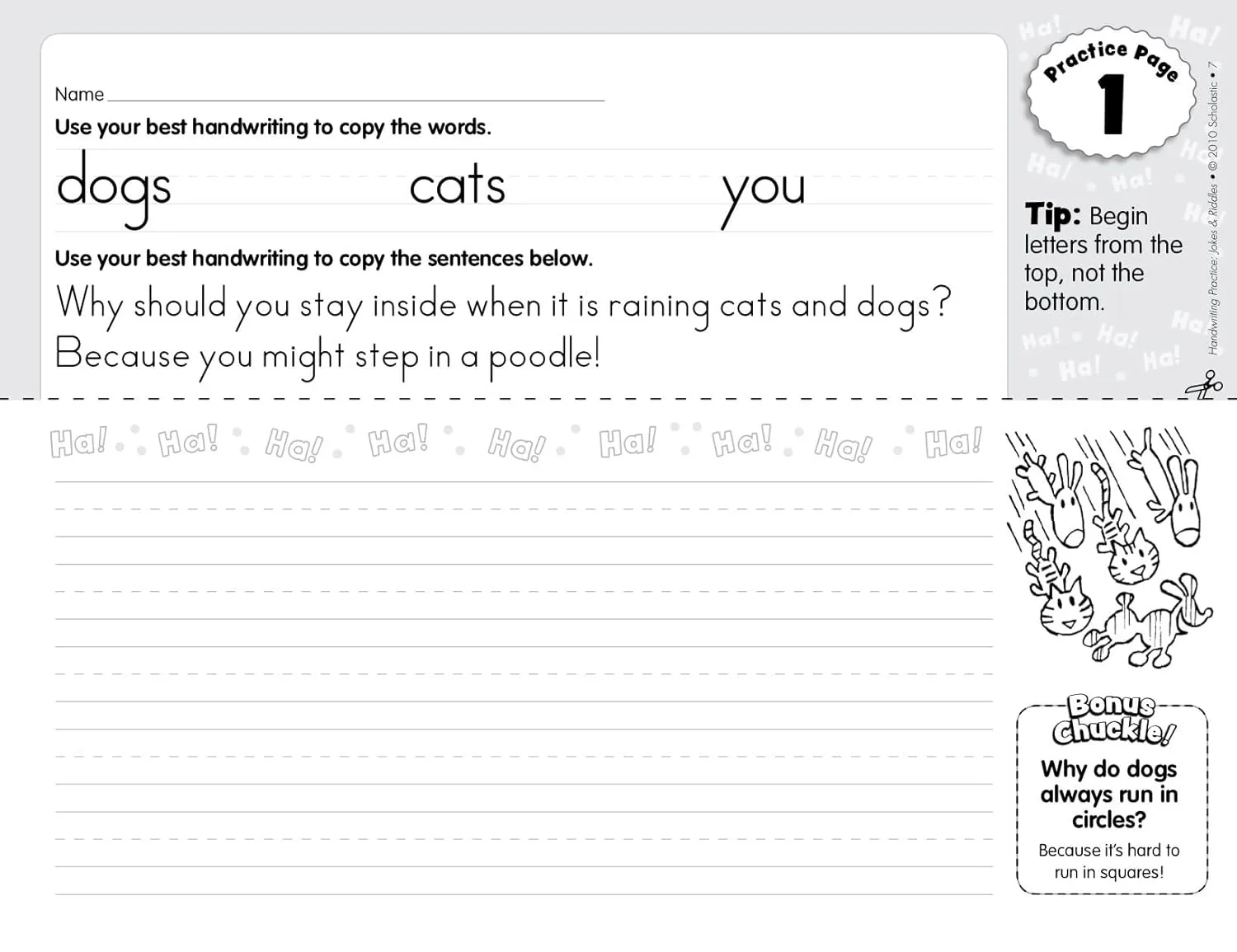 Scholastic Handwriting Practice: Jokes & Riddles
