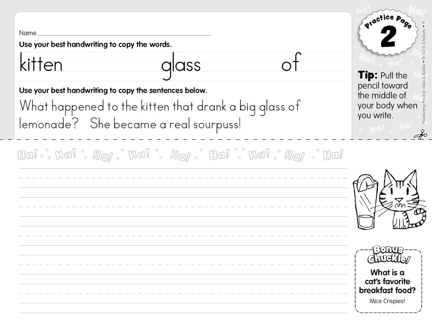 Scholastic Handwriting Practice: Jokes & Riddles