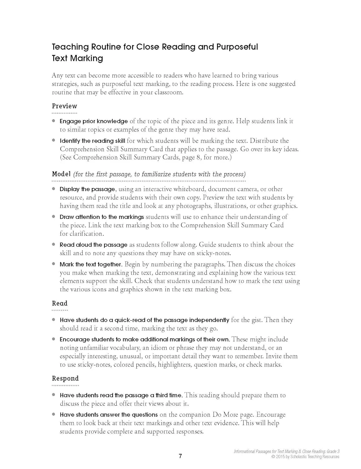 Informational Passages for Text Marking & Close Reading: Grade 3: 20 Reproducible Passages With Text-Marking Activities That