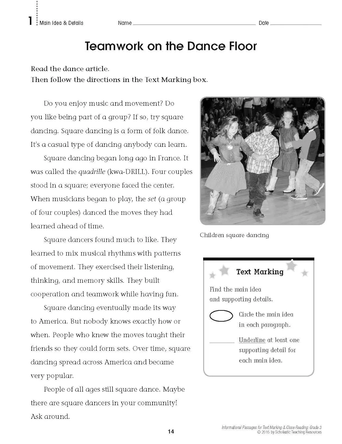 Informational Passages for Text Marking & Close Reading: Grade 3: 20 Reproducible Passages With Text-Marking Activities That
