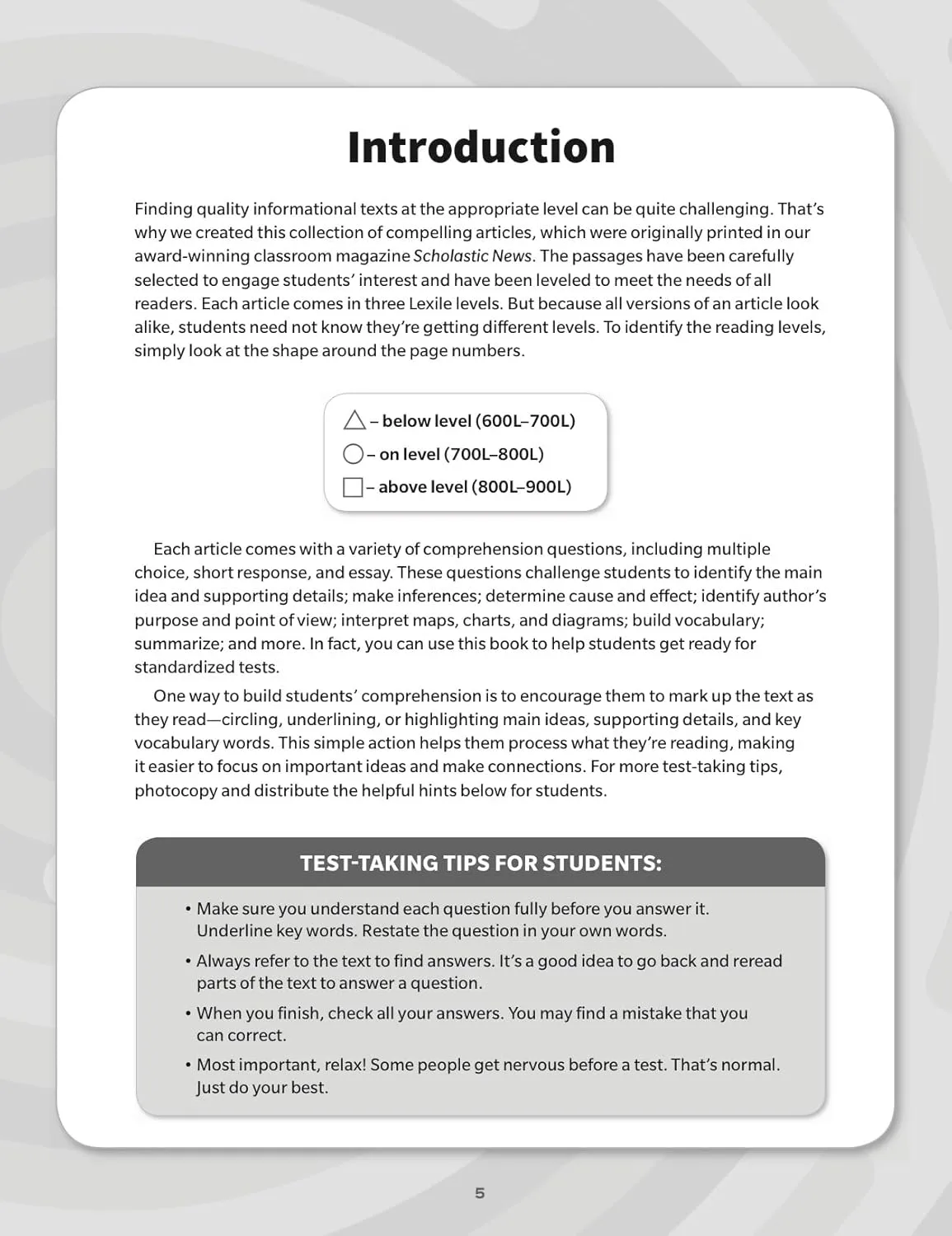 Scholastic News Leveled Informational Texts: Grade 4: High-Interest Passages Written in Three Levels With Comprehension