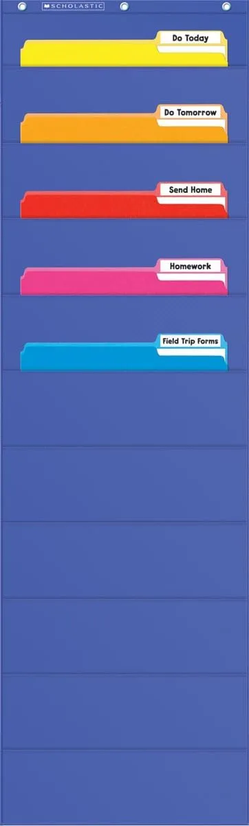 Scholastic TF-5104 File Organizer Pocket Chart, Multiple Colors Blue