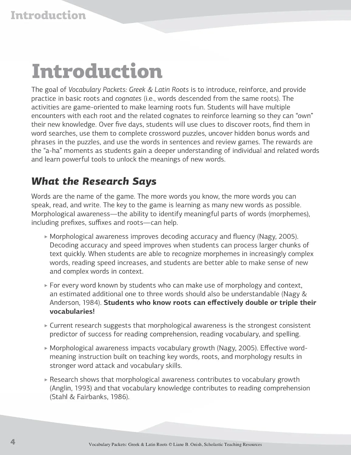 Vocabulary Packets: Greek & Latin Roots: Ready-to-Go Learning Packets That Teach 40 Key Roots and Help Students Unlock